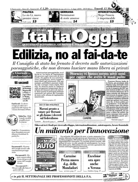 Italia oggi : quotidiano di economia finanza e politica